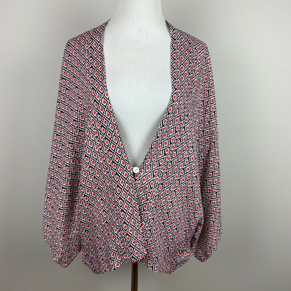 Umgee Cardigan Kimono Womens S M Printed Multicolor‎ 3/4 Sleeve High Low Button - Picture 2 of 11